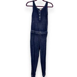 Zoey Sleeveless Jumpsuit Girls Medium Blue Stretch Casual Burnout Soft Knit Boho